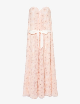 HUISHAN ZHANG: Vivia strapless embroidered tulle gown