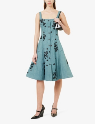 HUISHAN ZHANG: Primrose sleeveless denim midi dress