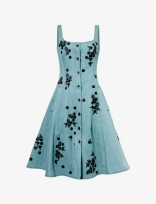 HUISHAN ZHANG: Primrose sleeveless denim midi dress