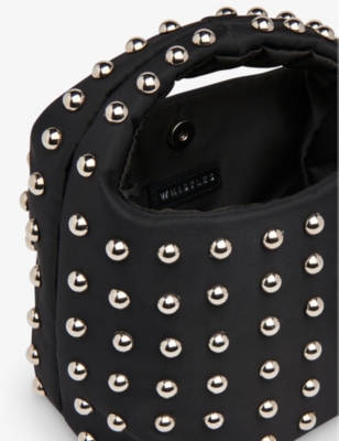 WHISTLES WOMENS BLACK LUZ STUDDED WOVEN TOP-HANDLE BAG 