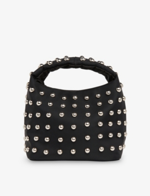 WHISTLES WOMENS BLACK LUZ STUDDED WOVEN TOP-HANDLE BAG 
