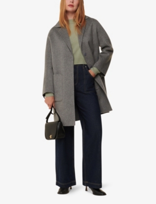 Whistles Wool Cropped Sweater In Pale Green