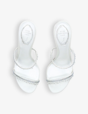 René Caovilla Embellished Chandelier Mules 80 In White