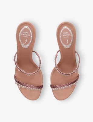 René Caovilla Womens Chandelier Jewel-embellished Leather Heeled Mules Pale Pi In Pale Pink