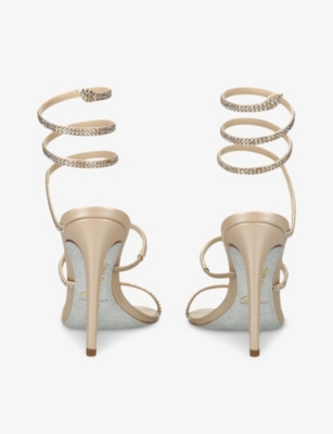 René Caovilla Womens Rene Caovilla Cleo Ii 105 Crystal-embellished Leather Heeled Sandals In Gold Comb