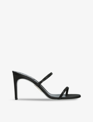 RENE CAOVILLA: Cleo crystal-embellished satin heeled mules