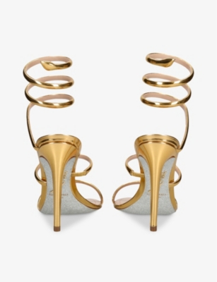 René Caovilla Womens Minimal Cleo 105 Spiral-strap Leather Heeled Sandals Gold In Gold