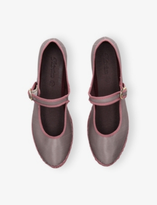 Flabelus Womens Taupe Comb Sula Silk Mary Jane Flats In Taupe Comb