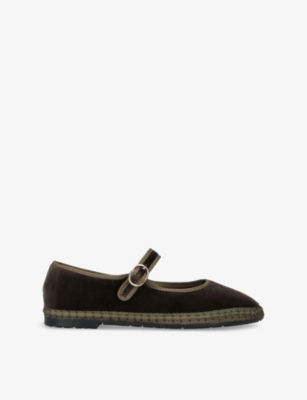 Flabelus Velvet Ulla Mary Janes In Brown