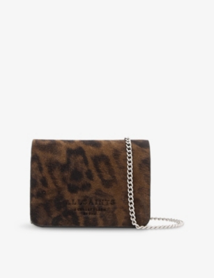 ALLSAINTS: Honore Leopard Leather Crossbody Wallet Bag