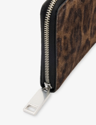 ALLSAINTS: Lena Leopard Zipped Leather Wallet