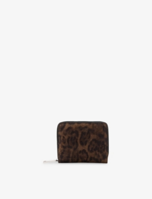 ALLSAINTS: Lena Leopard Zipped Leather Wallet
