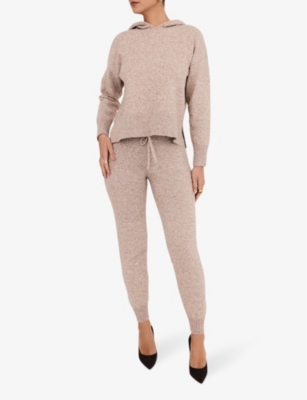 Shop Mistress Rocks Womens Slim-fit Elasticated-waist Knitted Jogging Bottoms Biscuit