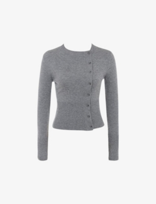 Mistress Rocks Womens Slate Button-down Slim-fit Long-sleeve Wool-blend Cardigan In Slate