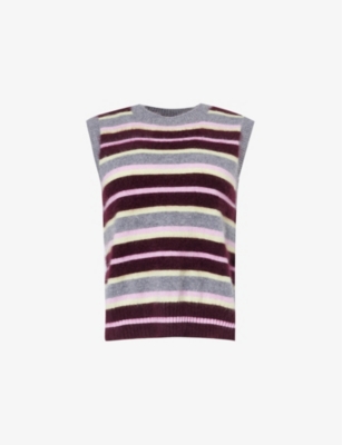 Shop Me And Em Womens Brushed Striped Cashmere Vest Grey/merlot/pink/lim