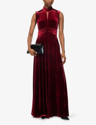 ME AND EM: Keyhole wide-leg velvet jumpsuit