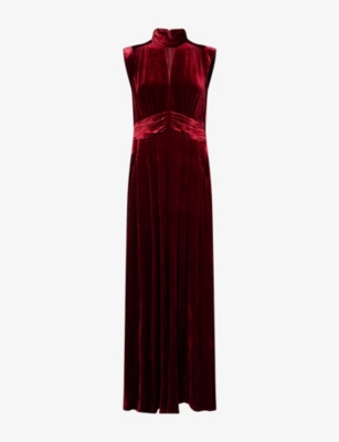ME AND EM: Keyhole wide-leg velvet jumpsuit