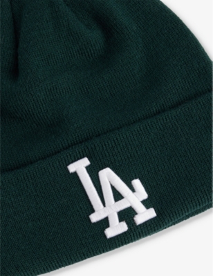 Shop New Era Mens Dark Green La Dodgers Embroidered Knitted Beanie