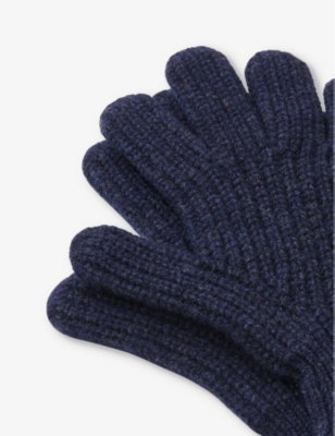 Whistles Womens Elasticated-cuff Knitted Wool Gloves Navy In Navy
