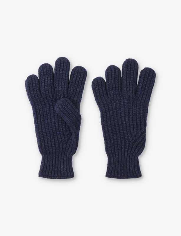 Elasticated-cuff knitted wool gloves