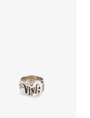 VIVIENNE WESTWOOD JEWELLERY: Belt Brand-Text 925 Sterling Silver Ring