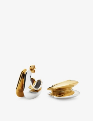 MISSOMA: Hera Dome Double Ridge 18ct yellow-gold and rhodium-plated brass hoop earrings