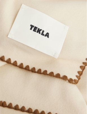 TEKLA: Whipstitch-finish brushed-texture lambs wool blanket