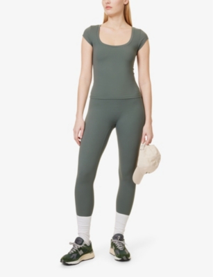 Shop Adanola Womens Sea Green Ultimate Scoop-neck Cap-sleeve Stretch-woven Top