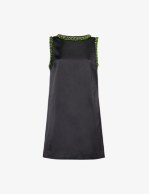 Getadme Elegant Sleeveless Satin Mini Dress Women  Summer Korean Short Design Spaghetti Strap Vintage Fairy Sweet Female Clothing