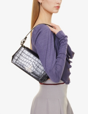 Hazel Medium Croc-Effect Faux-Leather Shoulder Bag