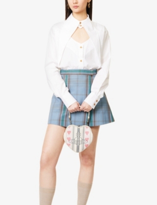 Belle Heart Frame Linen-Blend Top-Handle Bag