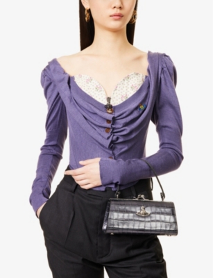 Doll XL Croc-Effect Leather Top-Handle Bag