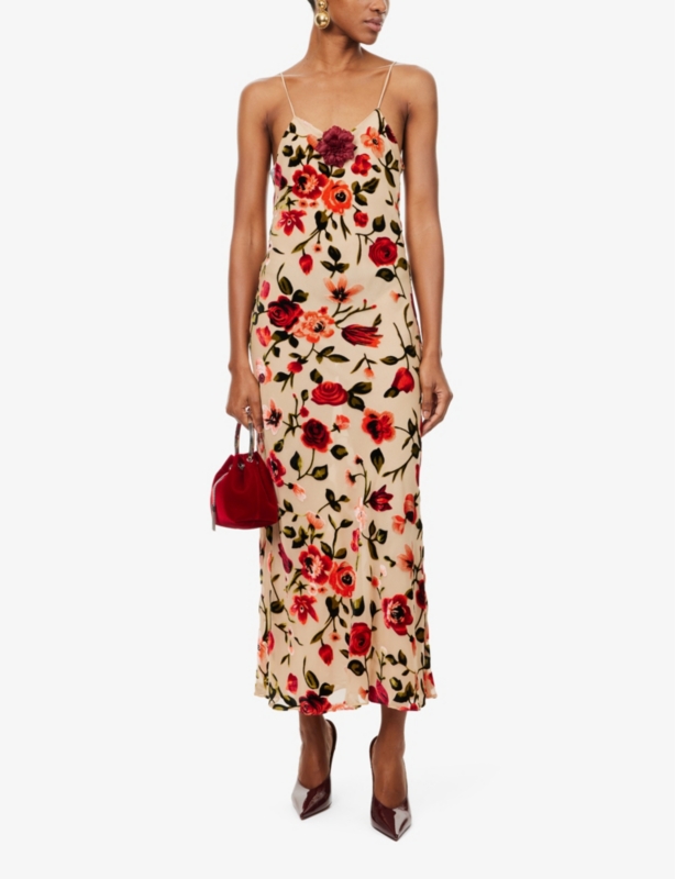 Rose slip devoré maxi dress