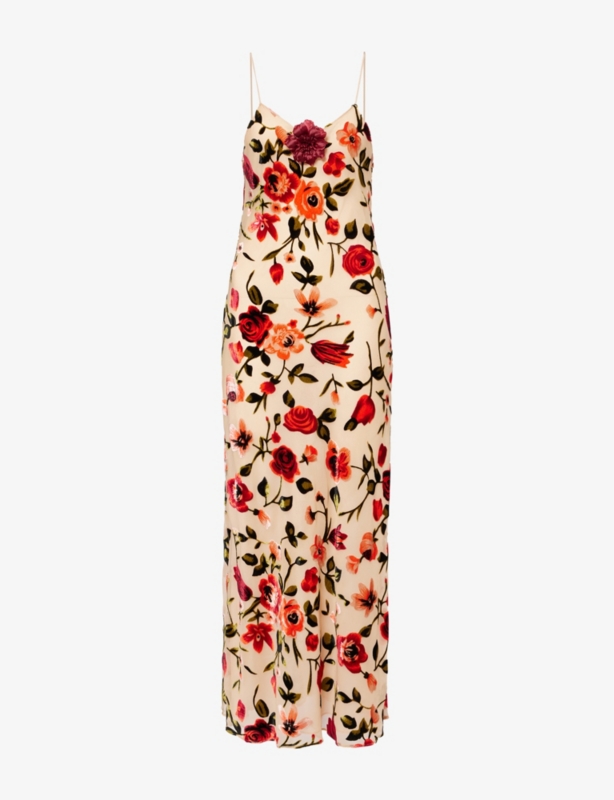 Rose slip devoré maxi dress