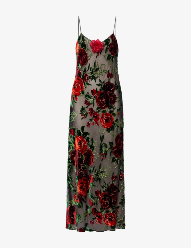 Rose slip devoré maxi dress
