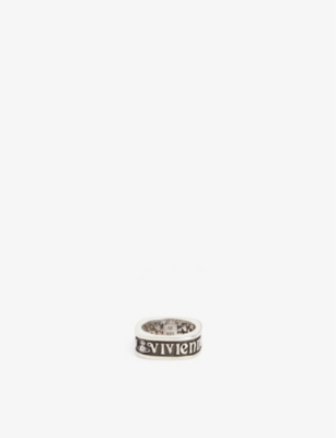 VIVIENNE WESTWOOD MENS BRAND-TEXT OXIDISED 925 STERLING SILVER RING OXIDISED SILVER (925) 