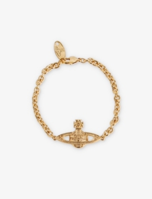 Vivienne Westwood Mens Mini Bas Relief Chain-link Brass And Cubic Zirconia Bracelet Gold Colorado Topaz