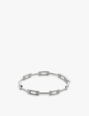 Monica Vinader Womens Signature Link Sterling-silver Bangle Sterling Silver In Sterling Silver