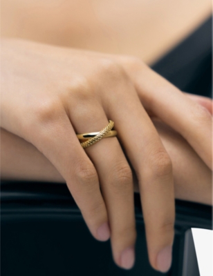 Monica Vinader Womens  Heirloom Crossover 18ct Yellow-gold Plated Vermeil Sterling-silver Ring In Yellow Gold
