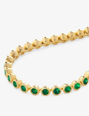 Monica Vinader Womens Gemstone Essential Tennis 18ct Yellow Gold-plated Vermeil Sterling-silver And Green Onyx Brac In Yellow Gold