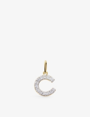 Monica Vinader Womens C Letter 14ct Yellow-gold And Lab-grown Diamond Charm Yellow Gold In Yellow Gold