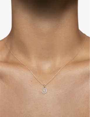 MONICA VINADER WOMENS MONICA VINADER D LETTER 14CT YELLOW-GOLD AND LAB-GROWN DIAMOND CHARM