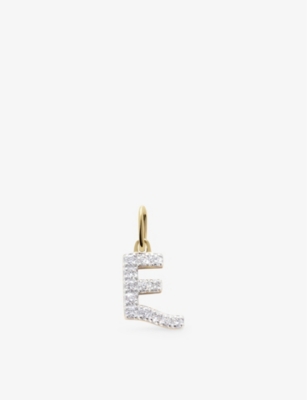Monica Vinader Gold Diamond Initial E Pendant Lab Grown Diamond In Yellow Gold