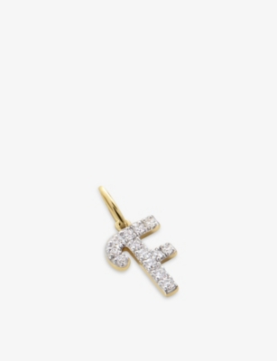 Monica Vinader Gold Diamond Initial F Pendant Lab Grown Diamond In Metallic