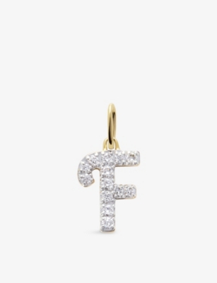 Monica Vinader Gold Diamond Initial F Pendant Lab Grown Diamond In Metallic