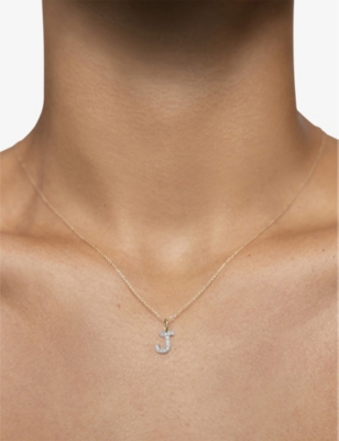 Monica Vinader Womens J Letter 14ct Yellow-gold And Lab-grown Diamond Charm Yellow Gold In Yellow Gold