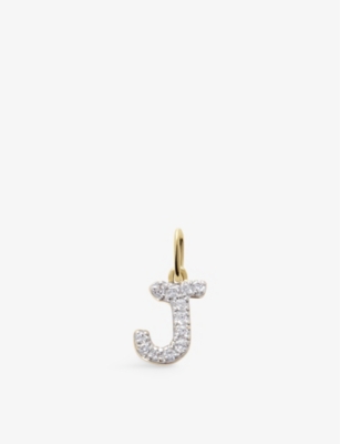 Monica Vinader Womens J Letter 14ct Yellow-gold And Lab-grown Diamond Charm Yellow Gold In Yellow Gold