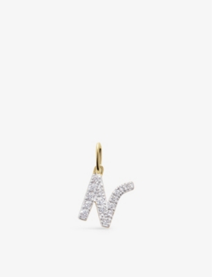MONICA VINADER: N Letter 14ct Yellow-Gold And Lab-Grown Diamond Charm