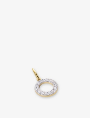 Monica Vinader Initial O 14ct Yellow-gold And 0.058ct-0.098ct Lab Grown Diamond Charm Pendant In Yellow Gold