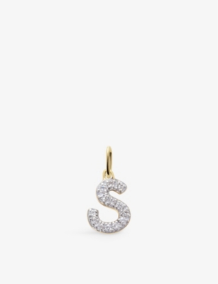 MONICA VINADER: S Letter 14ct Yellow-Gold And Lab-Grown Diamond Charm
